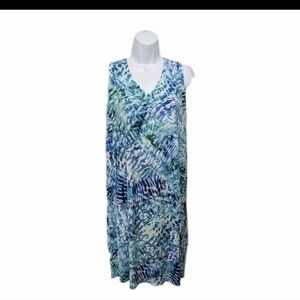 Susan Graver Liquid Knit Shift Dress L Sleeveless Mature Casual Summer #15